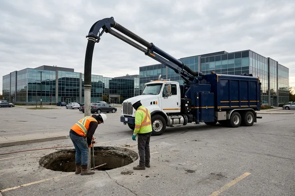 Caisson exposure for a pylon sign foundation near the Airport Corporate Centre