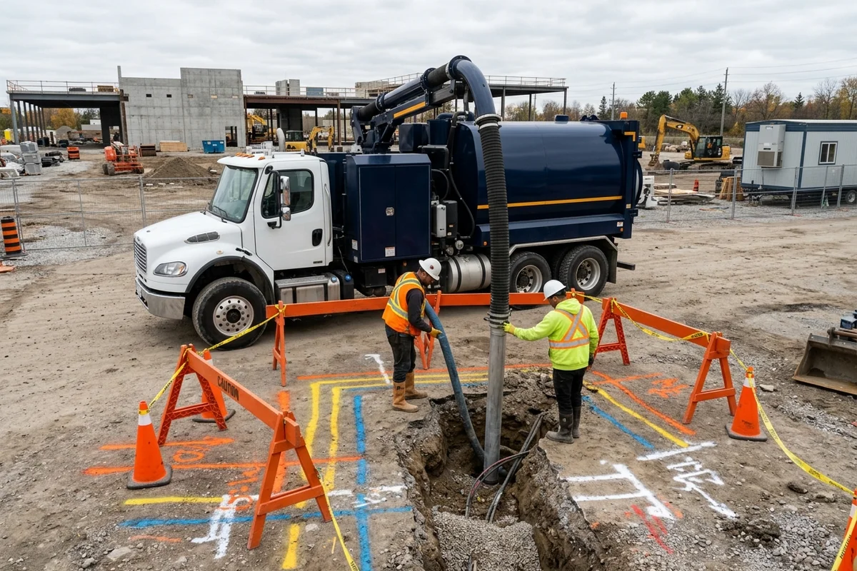 Metro Hydrovac Toronto crew exposing utilities at a GTA construction site